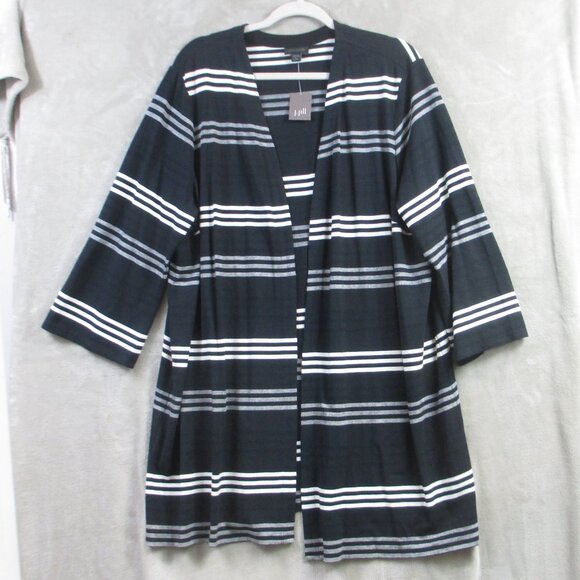 NWT J Jill Wearever Collection Cardigan Black Striped Open Front Knit Size 2X - Picture 1 of 9